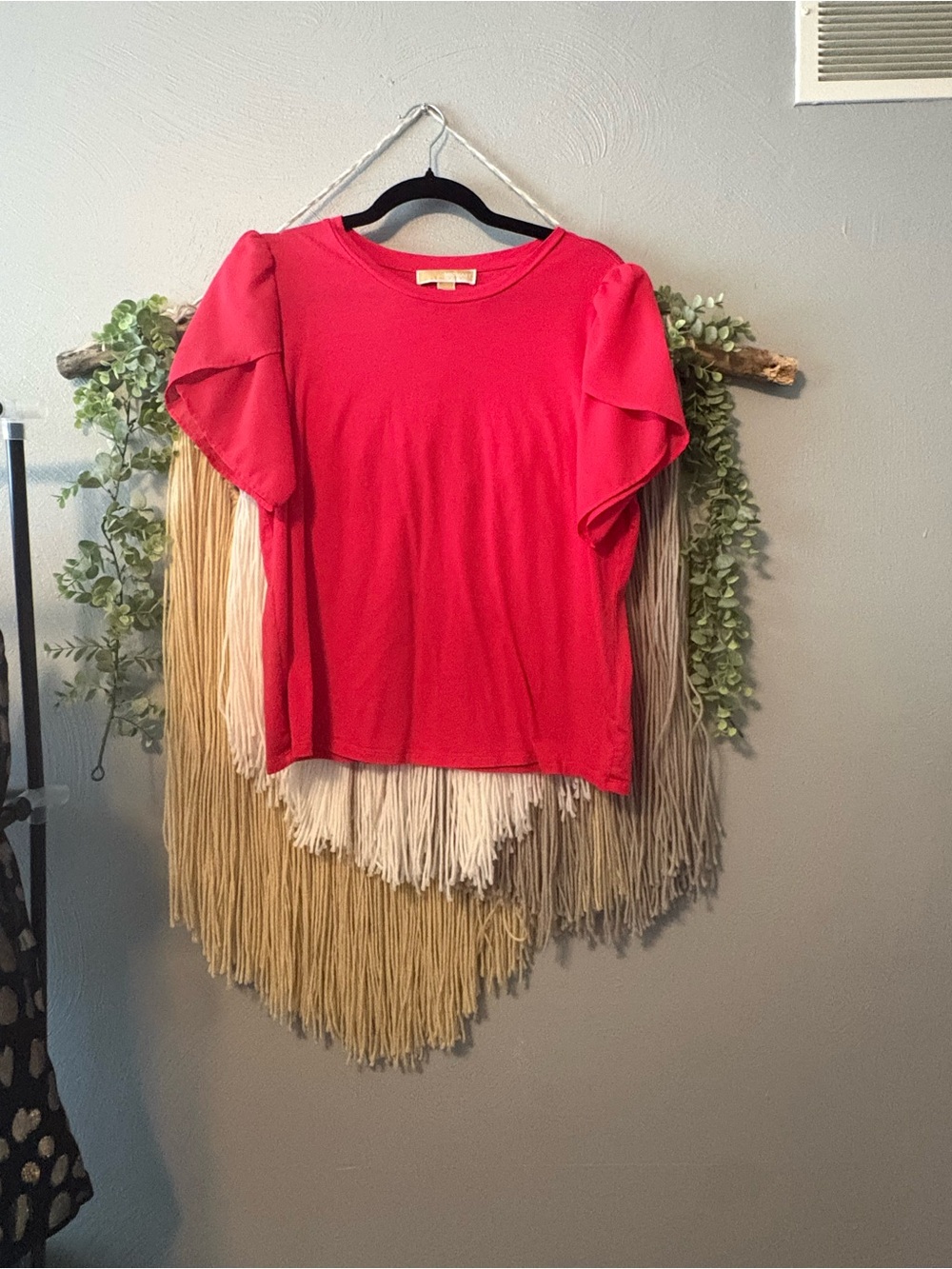 Michael Kors Bright Pink Short Sleeve Ruffle Tee